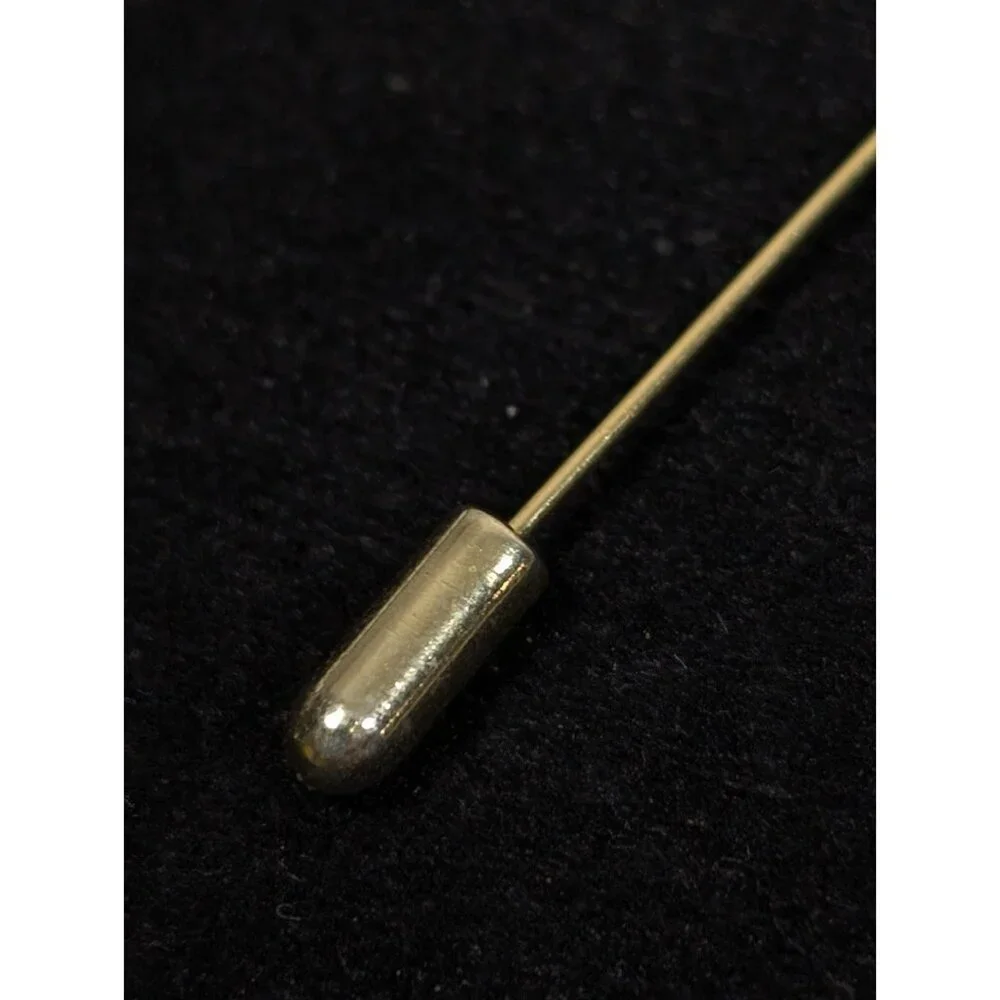 Vintage White Rope Textured Round Gold Tone‎ Stick Pin Nautical